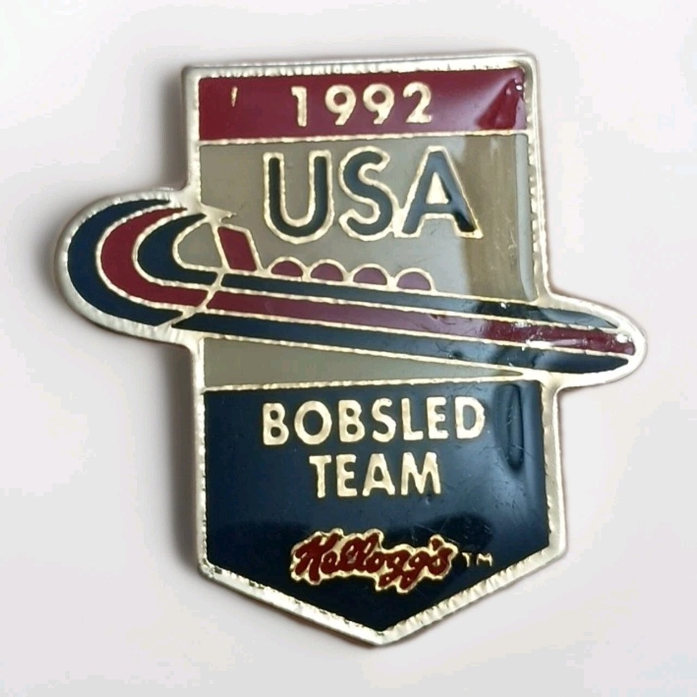 1992 Olympic Games Albertville USA Bobsled Team Kellogg's Sponsor Hat Lapel Pin